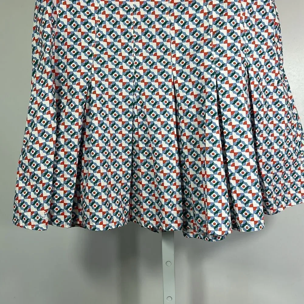 MAEVE ANTHROPOLOGIE Women's Cotton Motif Pleated Mini Skirt Blue Size 6 - Picture 5 of 12